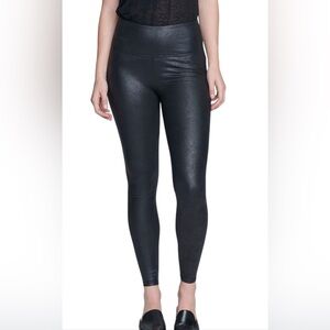 Seven 7 Medium High Waisted Black Faux Leather Leggings Bottoms Ankle Elegant